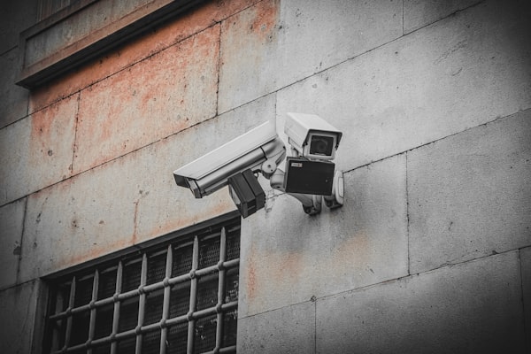 Security camera system on commercial building